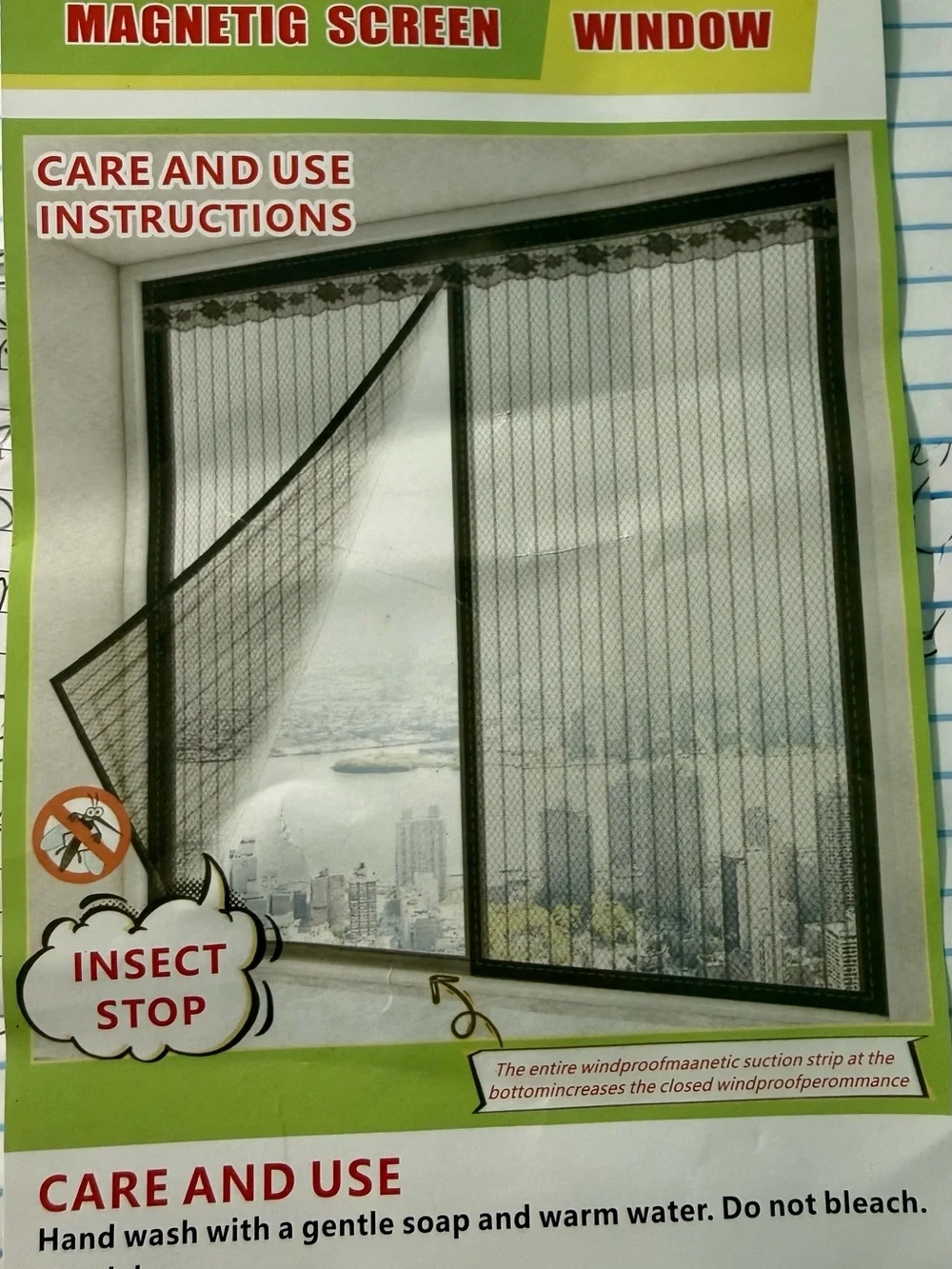 “Magnetic” Patio Door Screen White Mesh-NEW